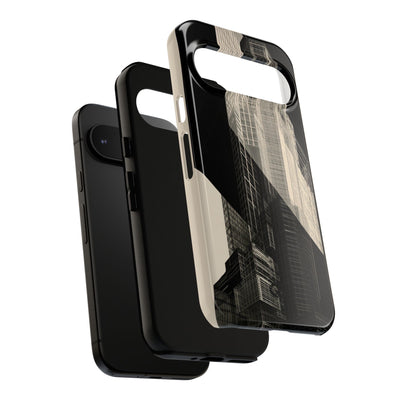 Beige Tough Phone Case for Google Pixel - Monolith Urban Grid