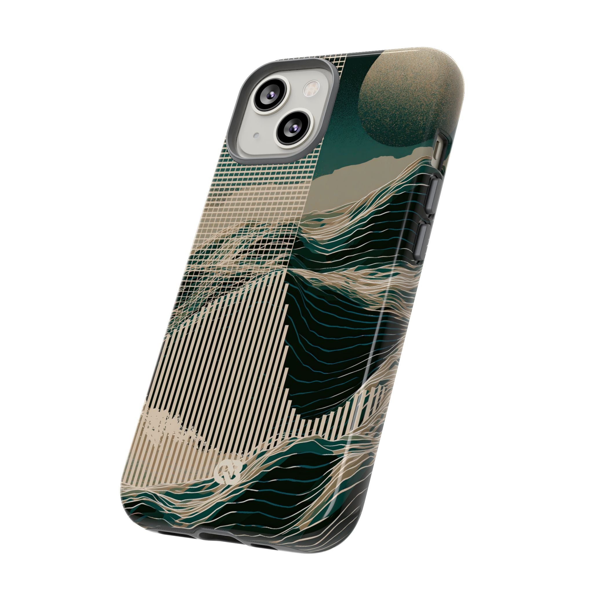 Green Tough Phone Case for iPhone - Lunar Moss Topography