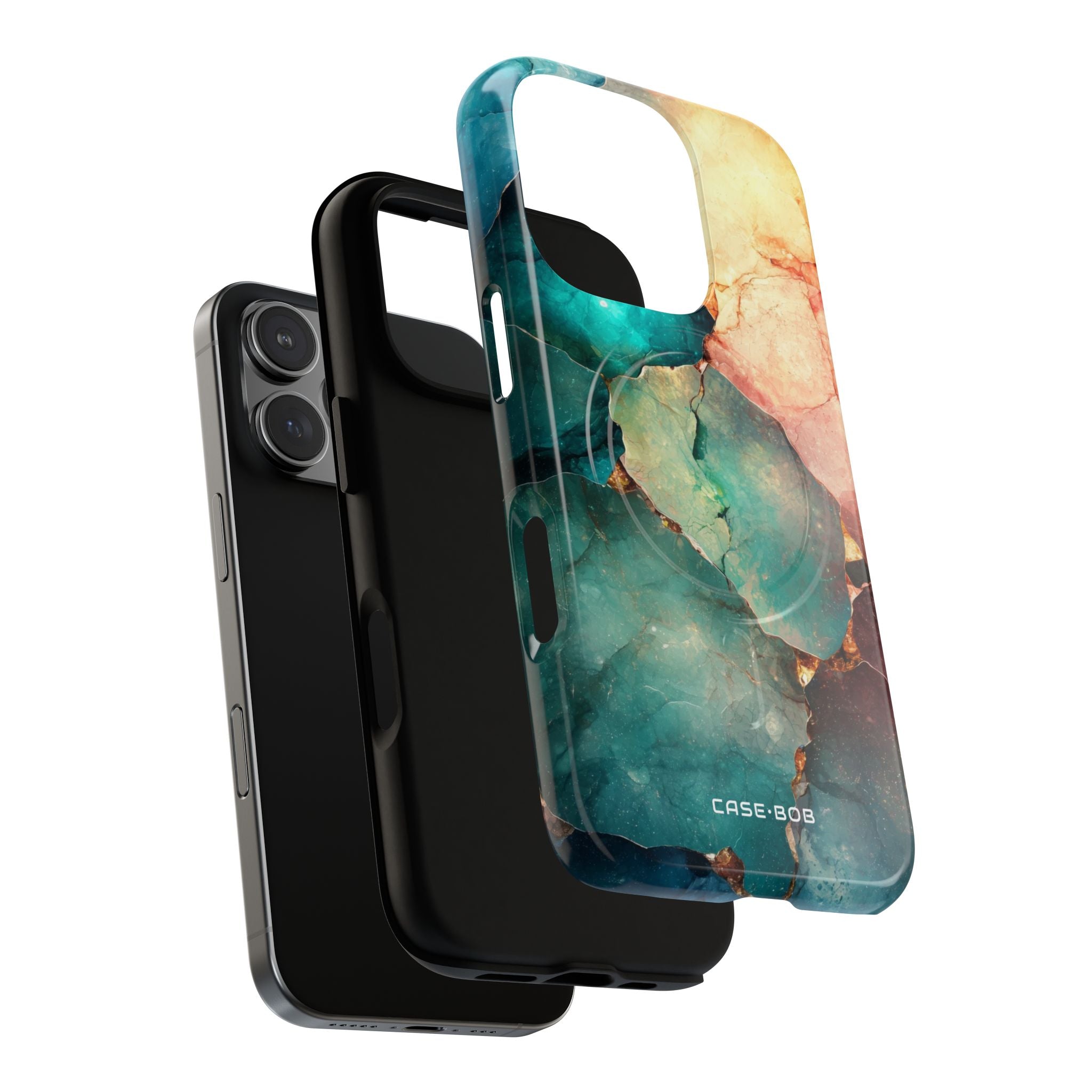 Teal Mosaic Veins iPhone 16 Pro Case - Tough+
