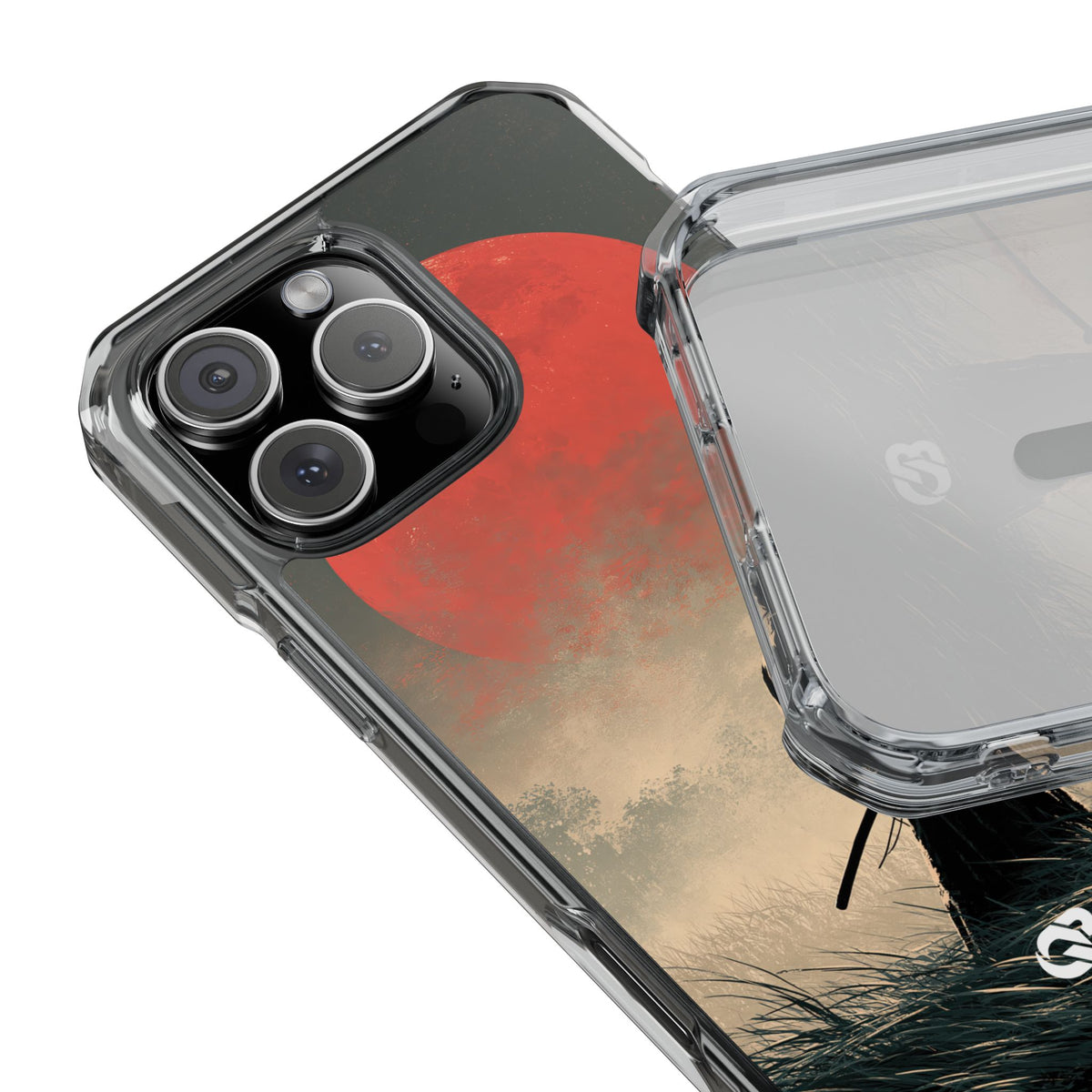 Crimson Moon Ronin · Clear Impact Magnetic Phone Case for iPhone · Red