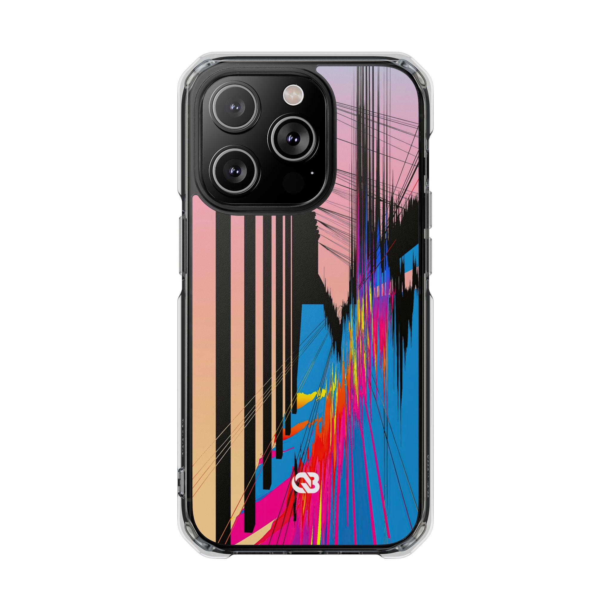 Blue Impact MagSafe Phone Case for iPhone - Fractured Data Skyline