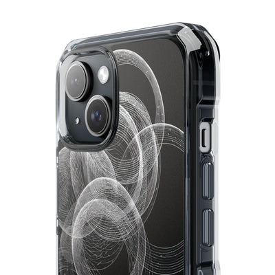 Black Impact MagSafe Phone Case for iPhone - Kinetic Wireframe Orbit