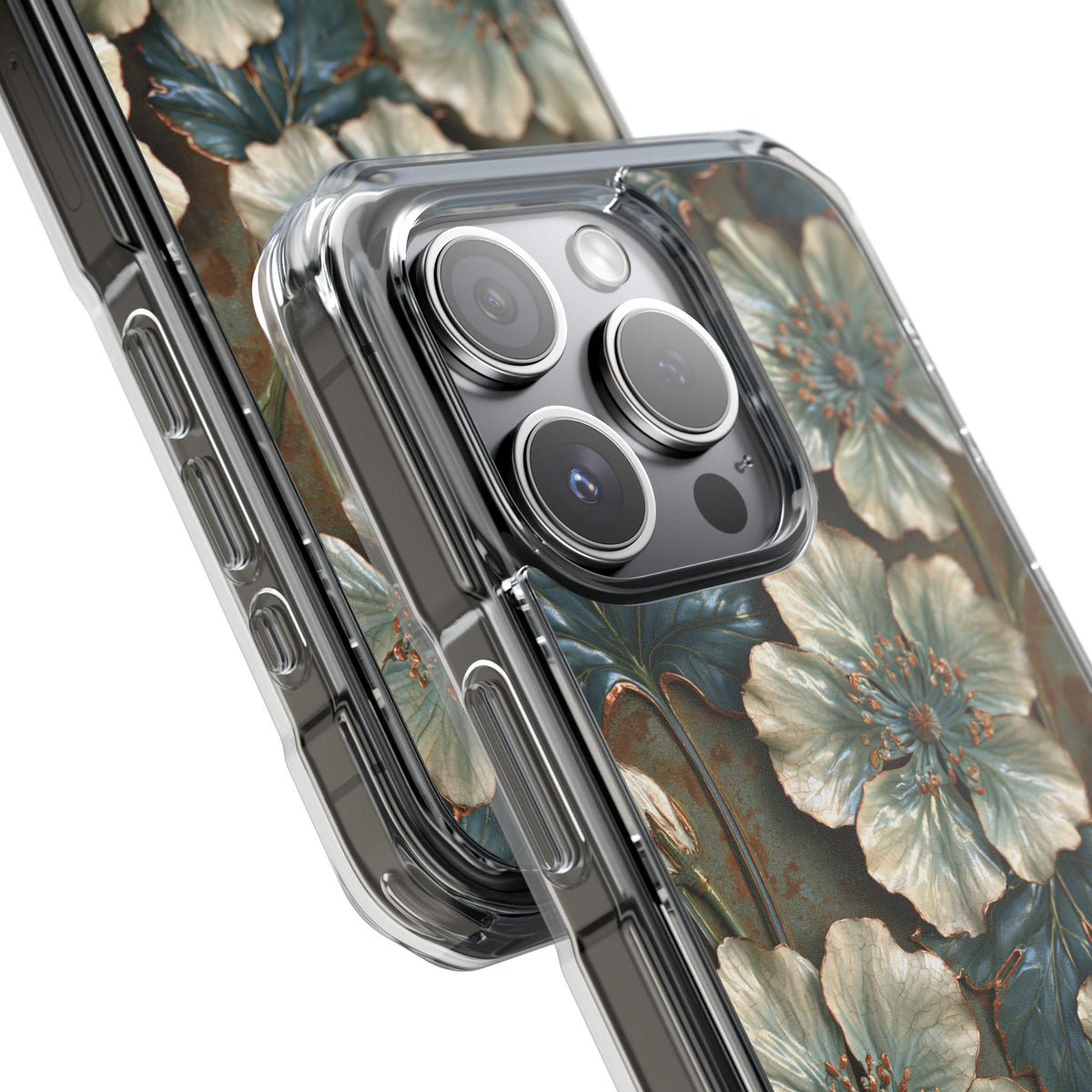 Gilded Blossom Reverie · Clear Impact Magnetic Phone Case for iPhone · Teal