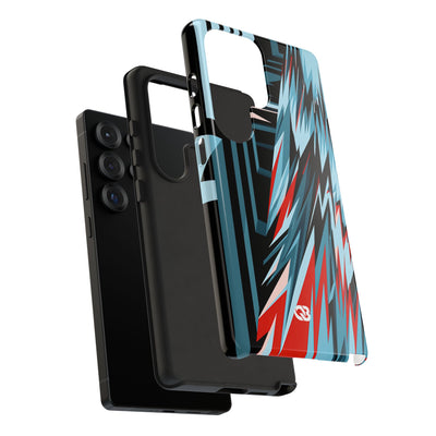 Blue Tough Phone Case for Samsung - Glitch Peak Cyan