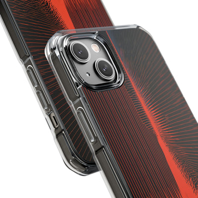 Red Impact MagSafe Phone Case for iPhone - Crimson Frequency Pulse