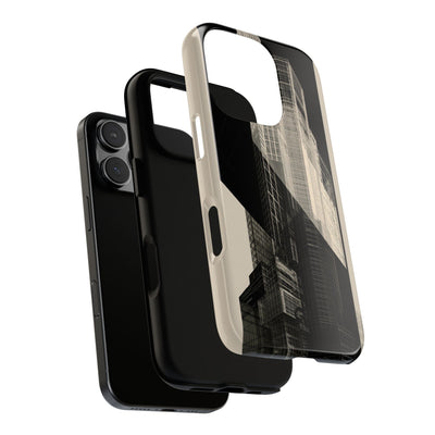 Beige Tough Phone Case for iPhone - Monolith Urban Grid