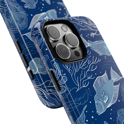 Navy Scale Reef iPhone 16 Pro Max Case - Tough