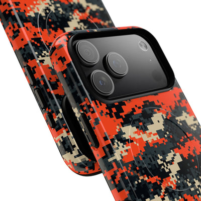 Signal Pixel Camo · Tough 2.0 Magnetic Phone Case for iPhone · Orange