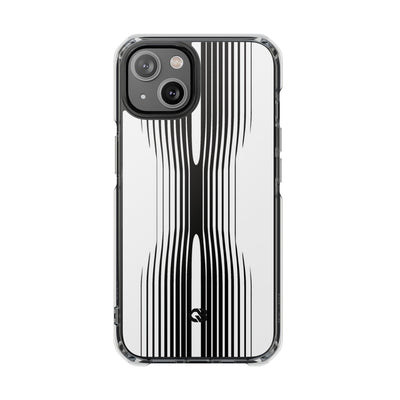 White Impact MagSafe Phone Case for iPhone - Kinetic Mono Distortion
