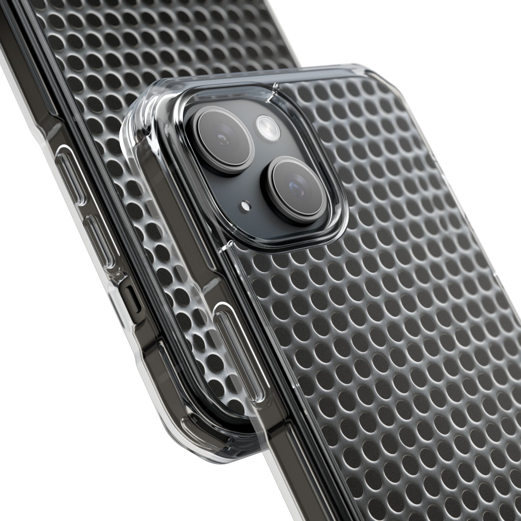 Silver Impact MagSafe Phone Case for iPhone - Brutalist Steel Mesh