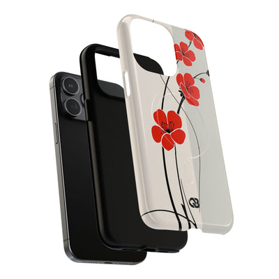 Red Tough 2.0 Magsafe Phone Case for iPhone - Crimson Plum Ink