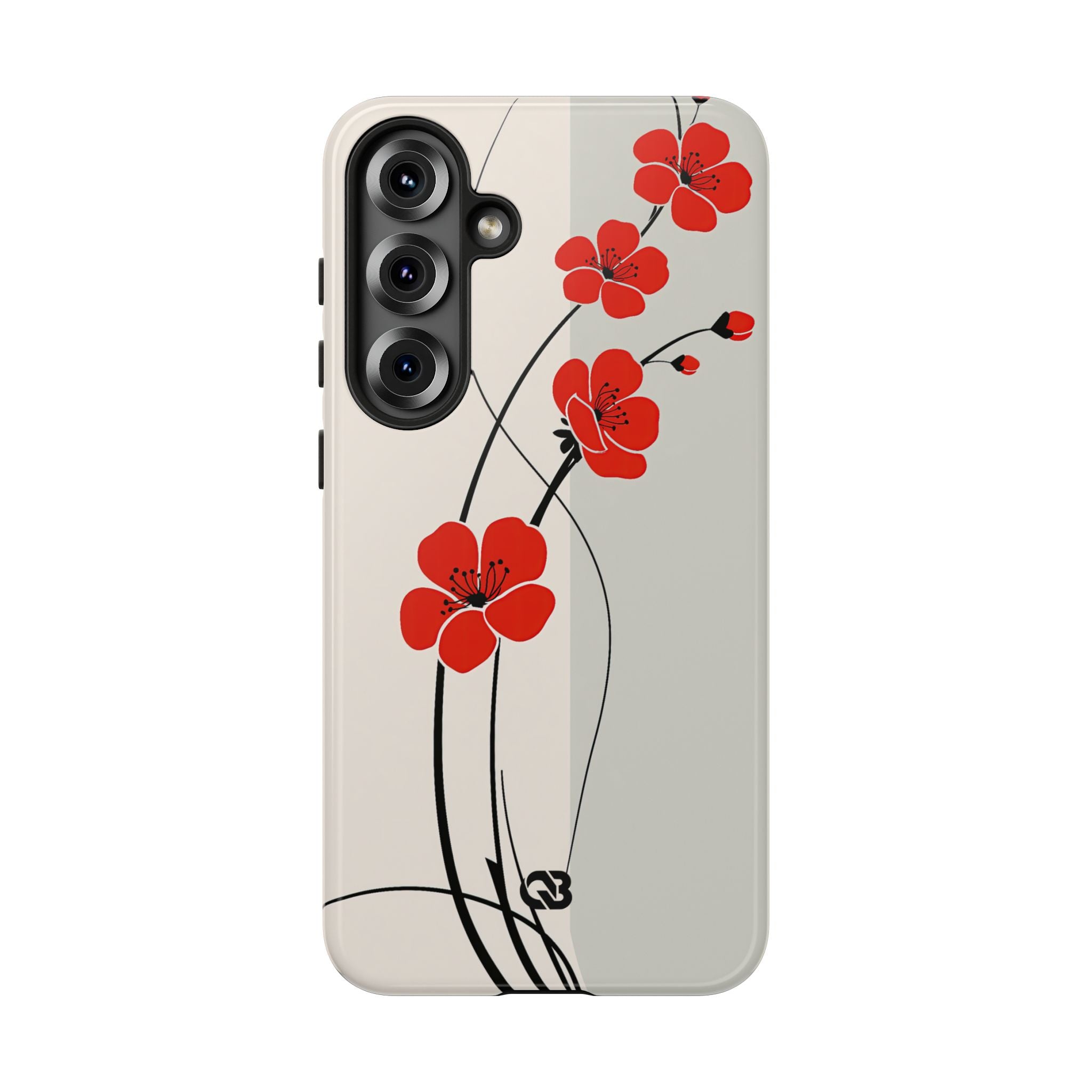 Beige Tough Phone Case for Samsung - Scarlet Ink Petals