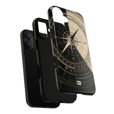 Beige Tough Phone Case for iPhone - Obsidian Nautical Blueprint