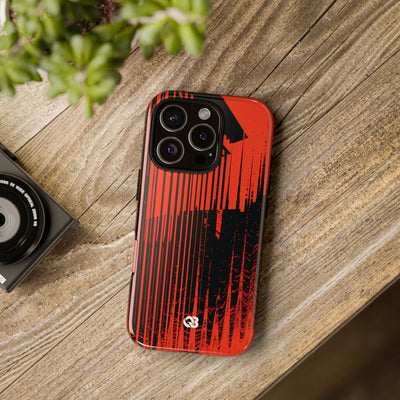 Red Tough Phone Case for iPhone - Crimson Brutalist Distortion