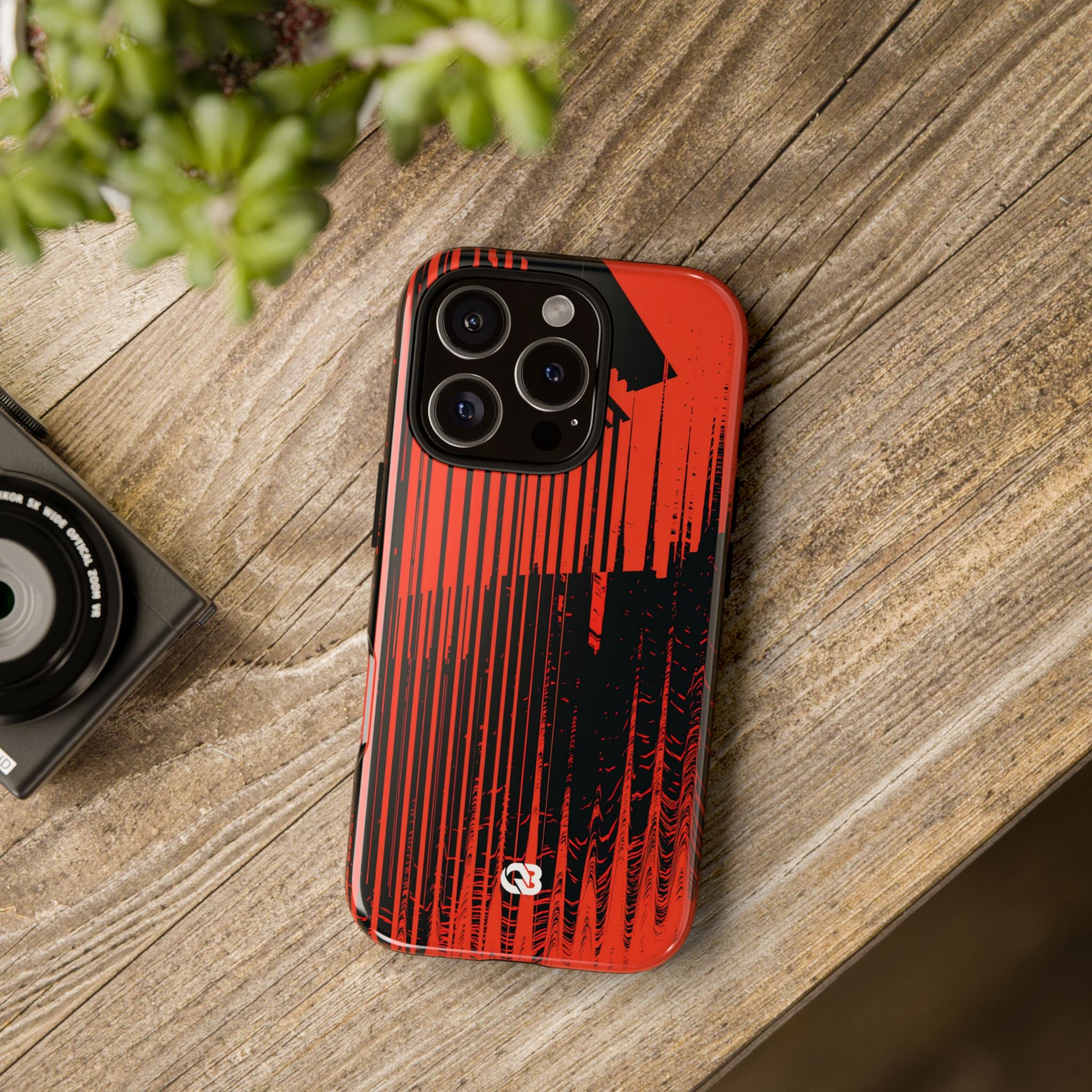 Red Tough Phone Case for iPhone - Crimson Brutalist Distortion