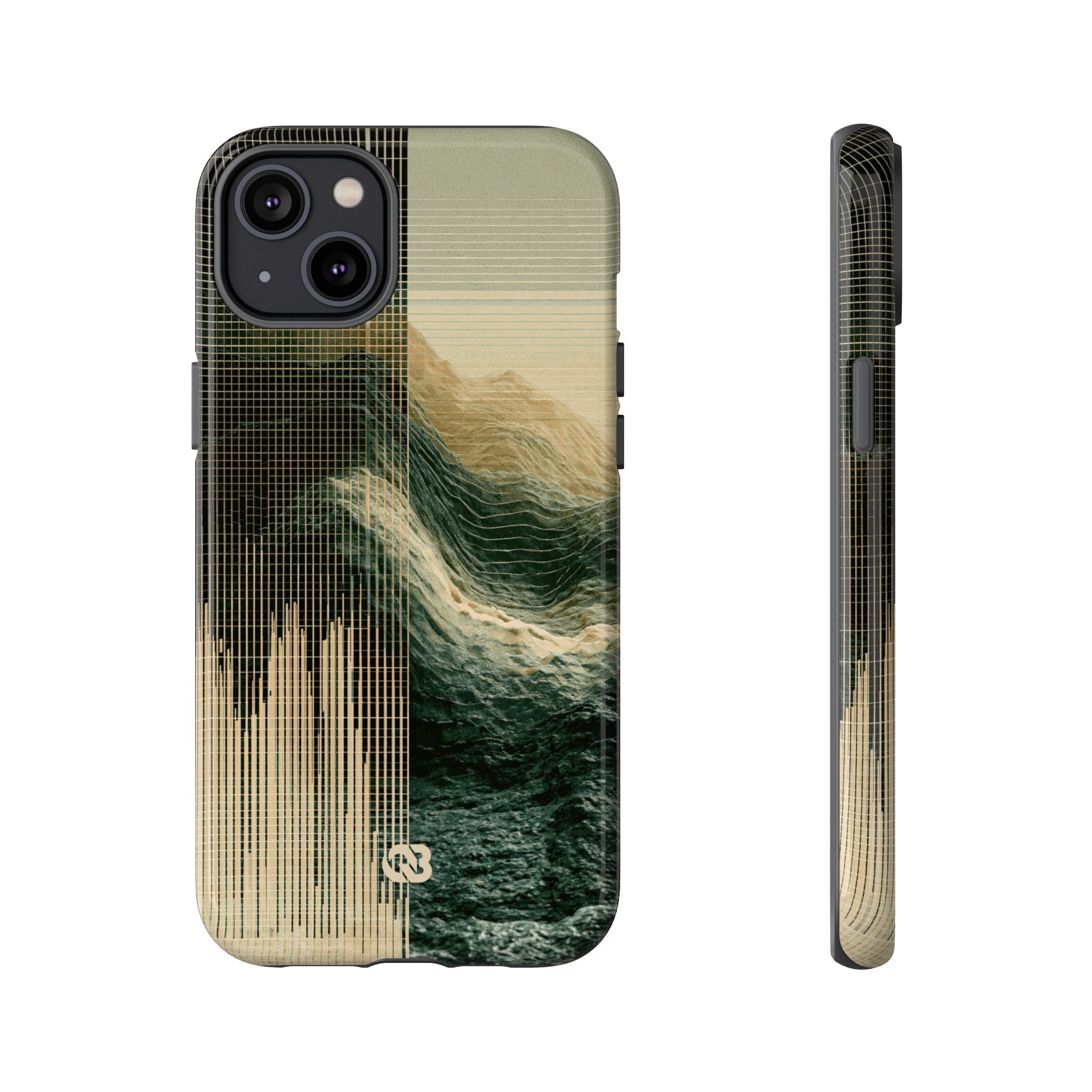 Beige Tough Phone Case for iPhone - Veridian Data Ridge