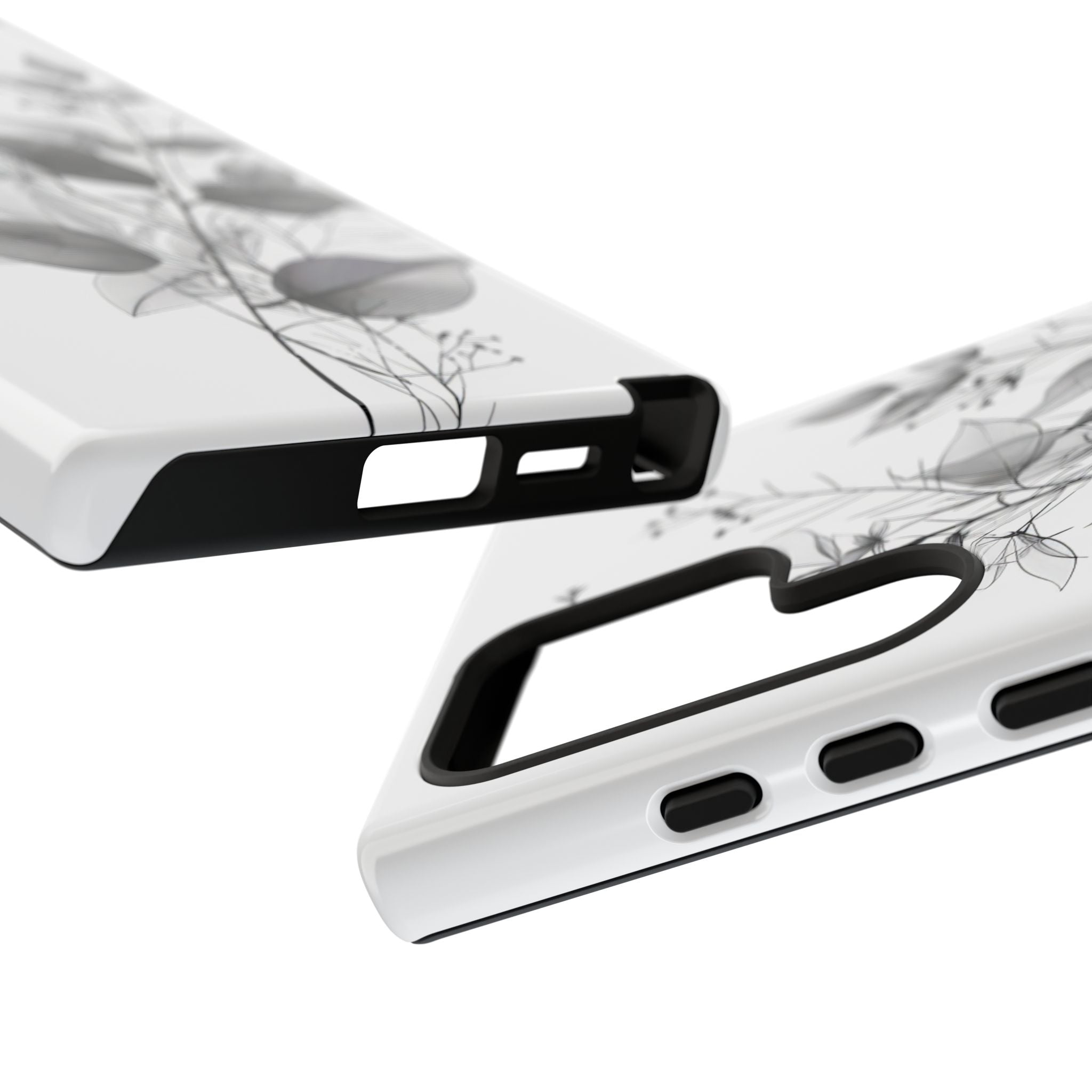 Veined Leaves Gray Samsung S24 Ultra Case - Tough