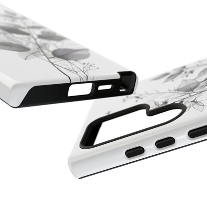 Veined Leaves Gray Samsung S24 Ultra Case - Tough