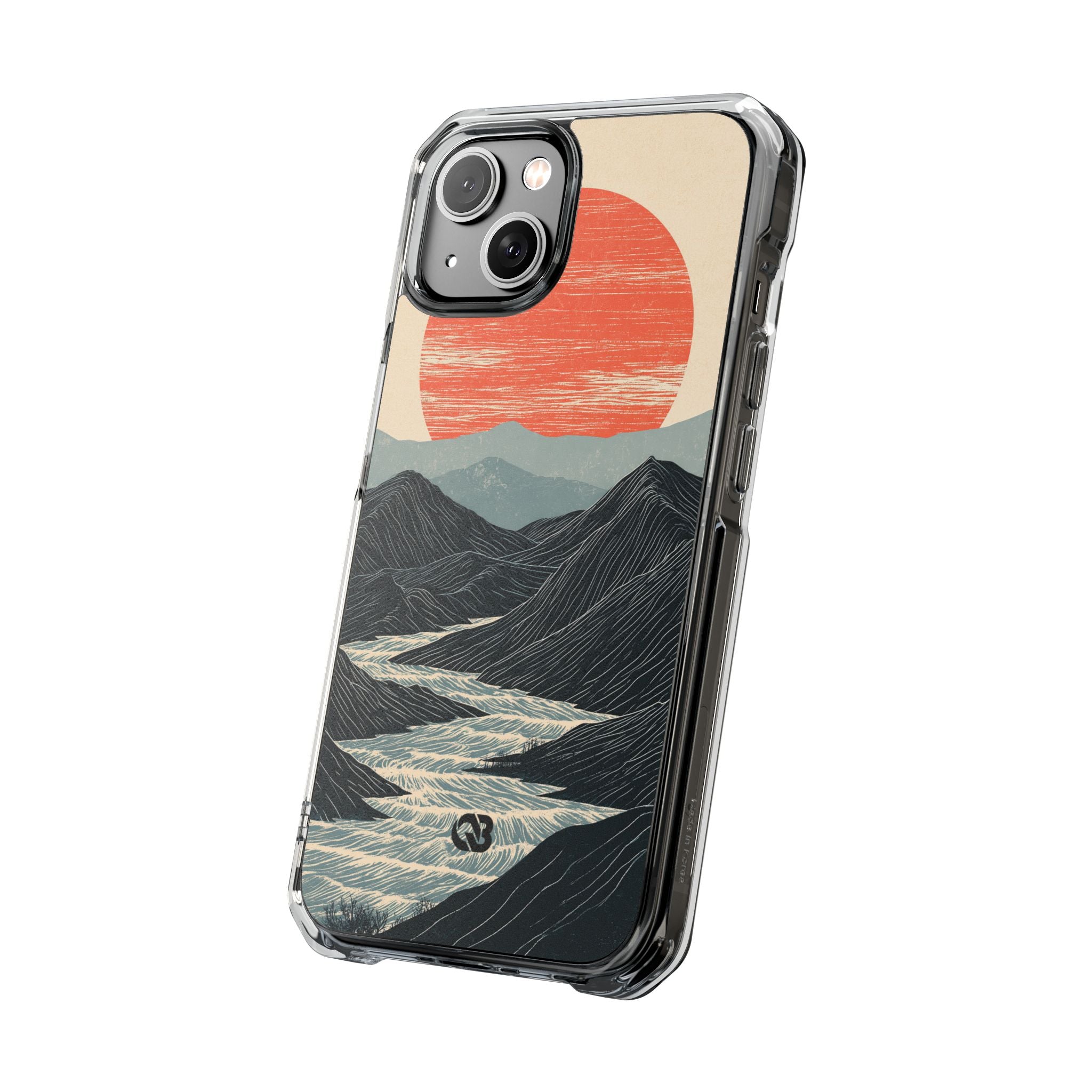 Beige Impact MagSafe Phone Case for iPhone - Crimson Ridge Flow