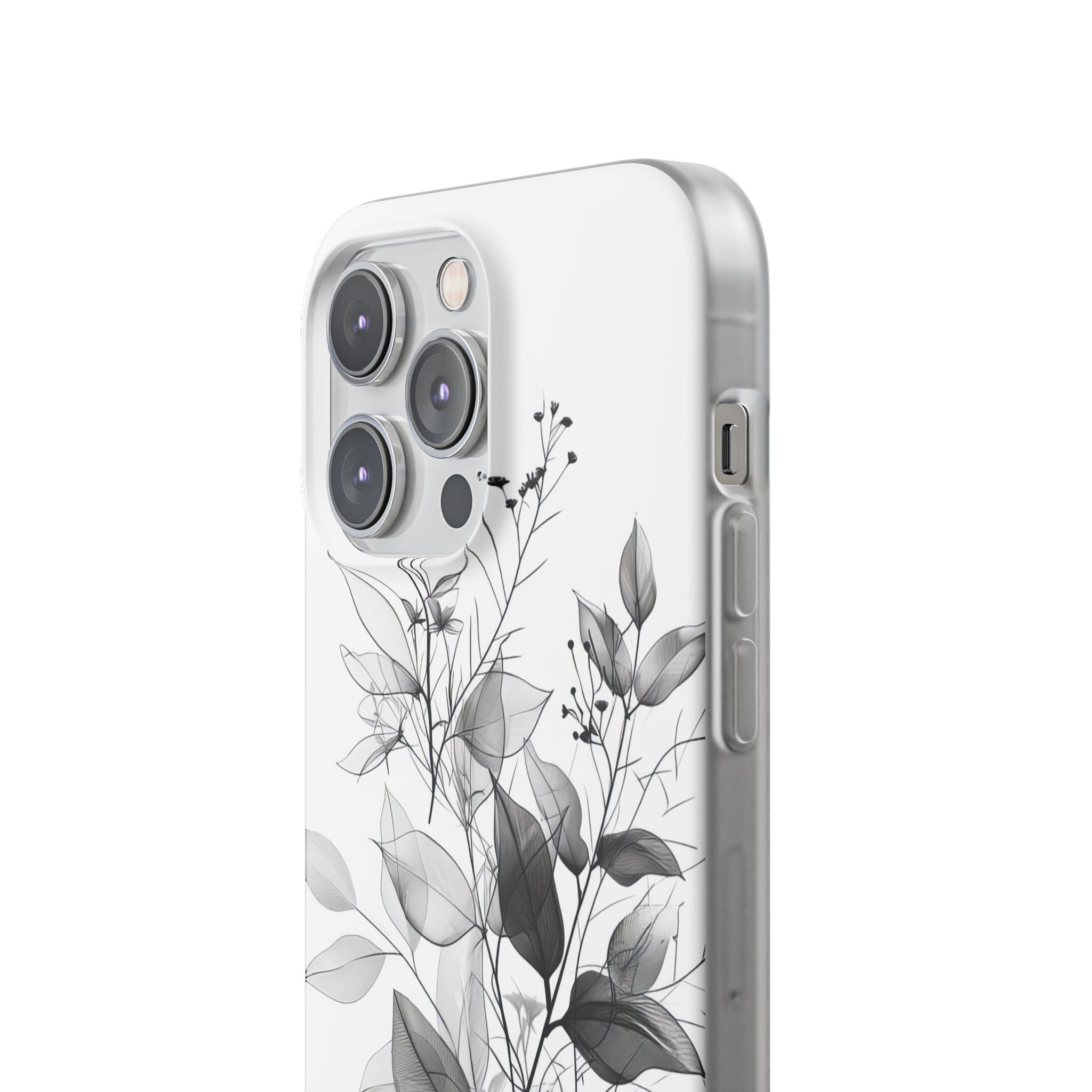 Veined Leaves Gray iPhone 14 Pro Max Case - Soft