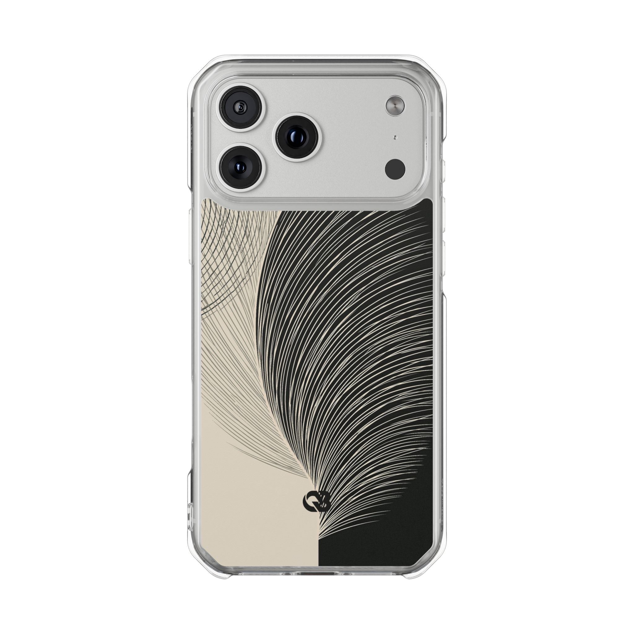 Beige Impact MagSafe Phone Case for iPhone - Obsidian Cream Plume