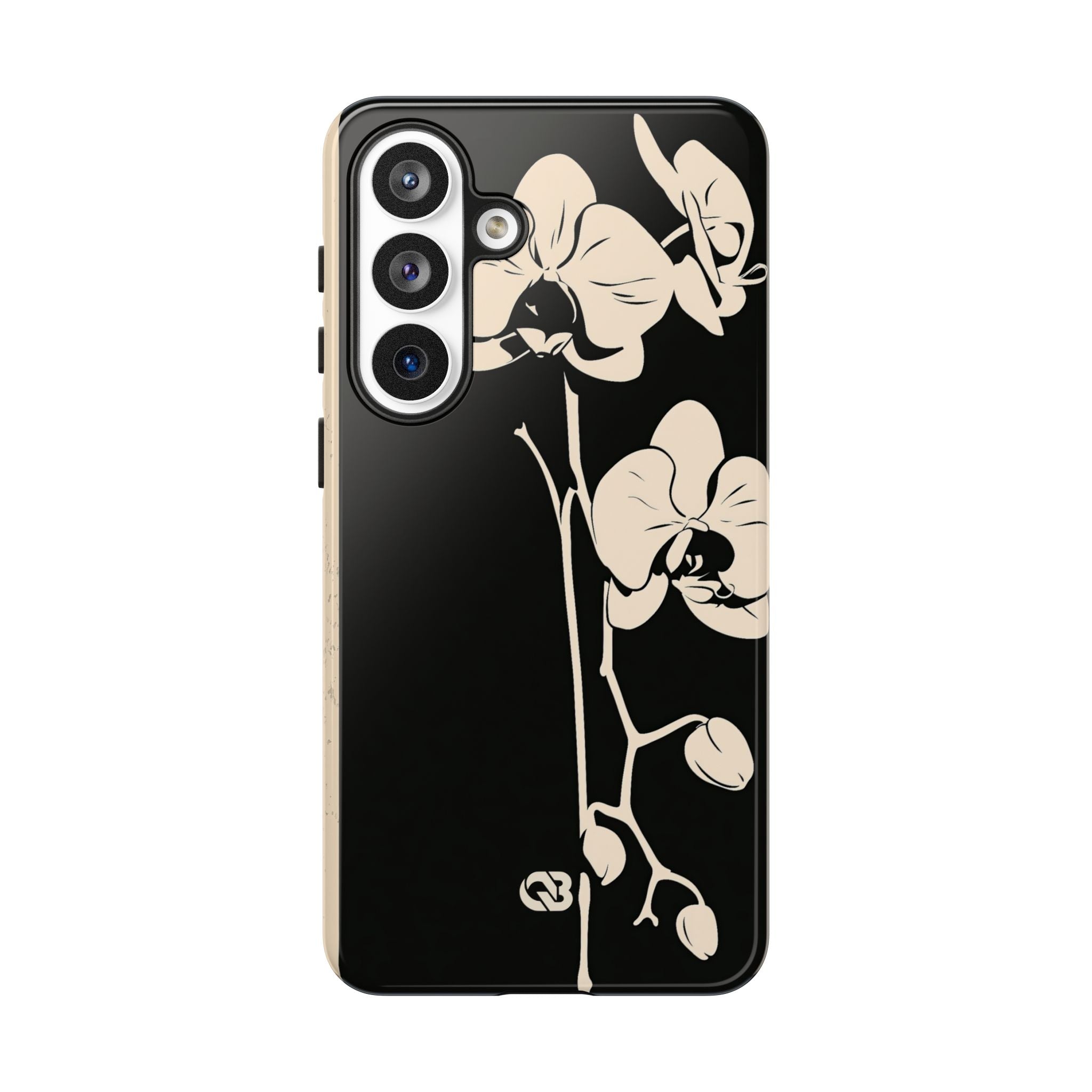 Black Tough Phone Case for Samsung - Obsidian Bone Orchid