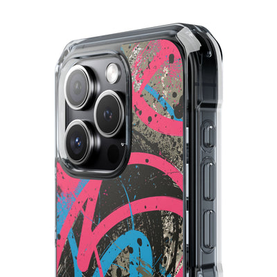 Cyber Splatter Flow · Clear Impact Magnetic Phone Case for iPhone · Pink
