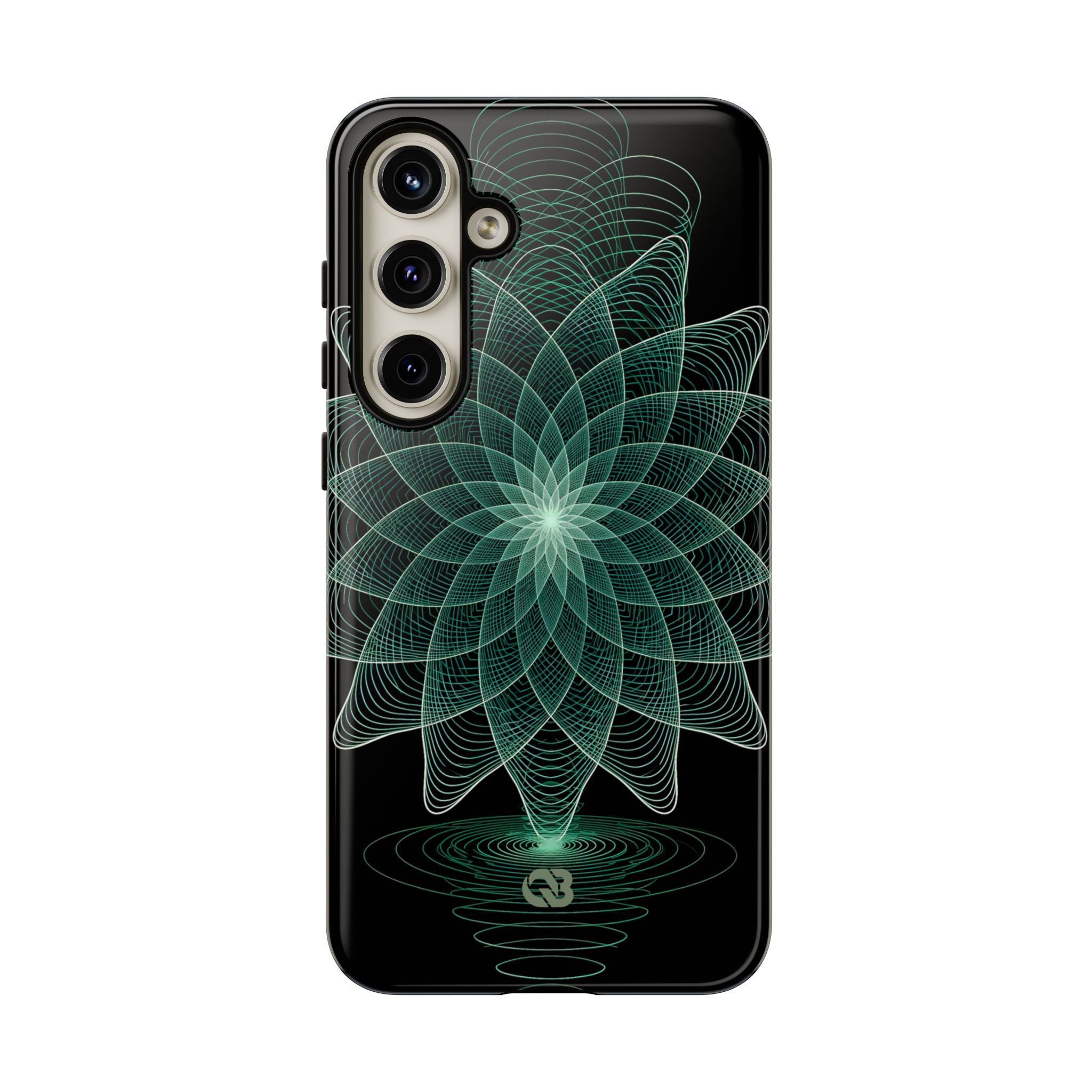 Green Tough Phone Case for Samsung - Cyan Signal Bloom