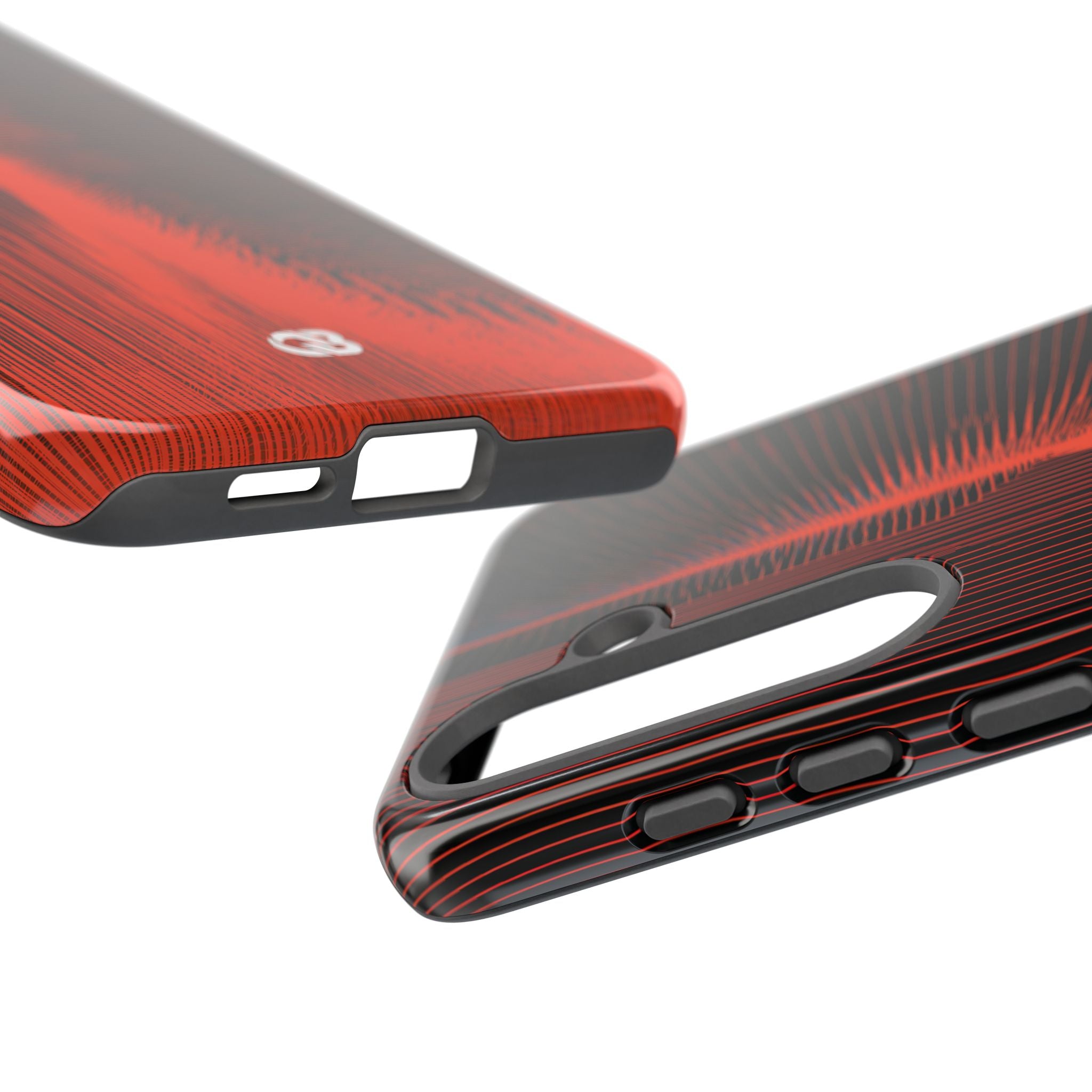 Red Tough Phone Case for Samsung - Crimson Frequency Pulse
