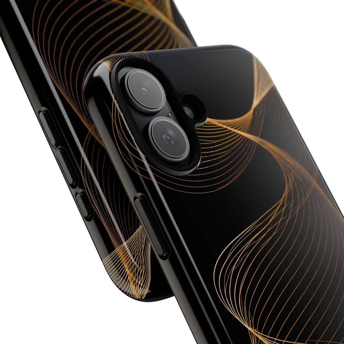 Golden Contour Flow · Tough Phone Case for iPhone · Black