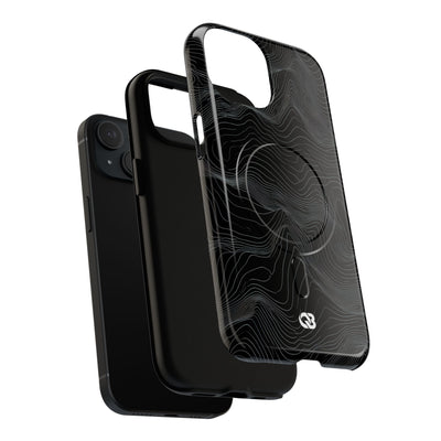 Black Tough 2.0 Magsafe Phone Case for iPhone - Obsidian Topo Wireframe