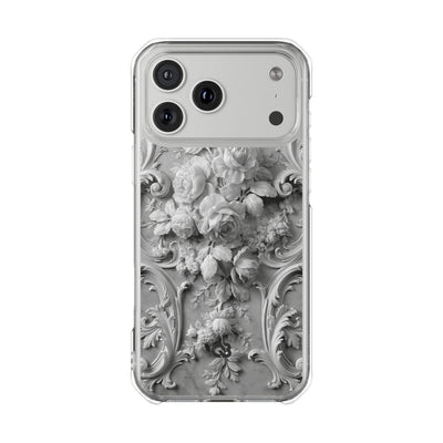 Rococo Marble Rose · Clear Impact Magnetic Phone Case for iPhone · White