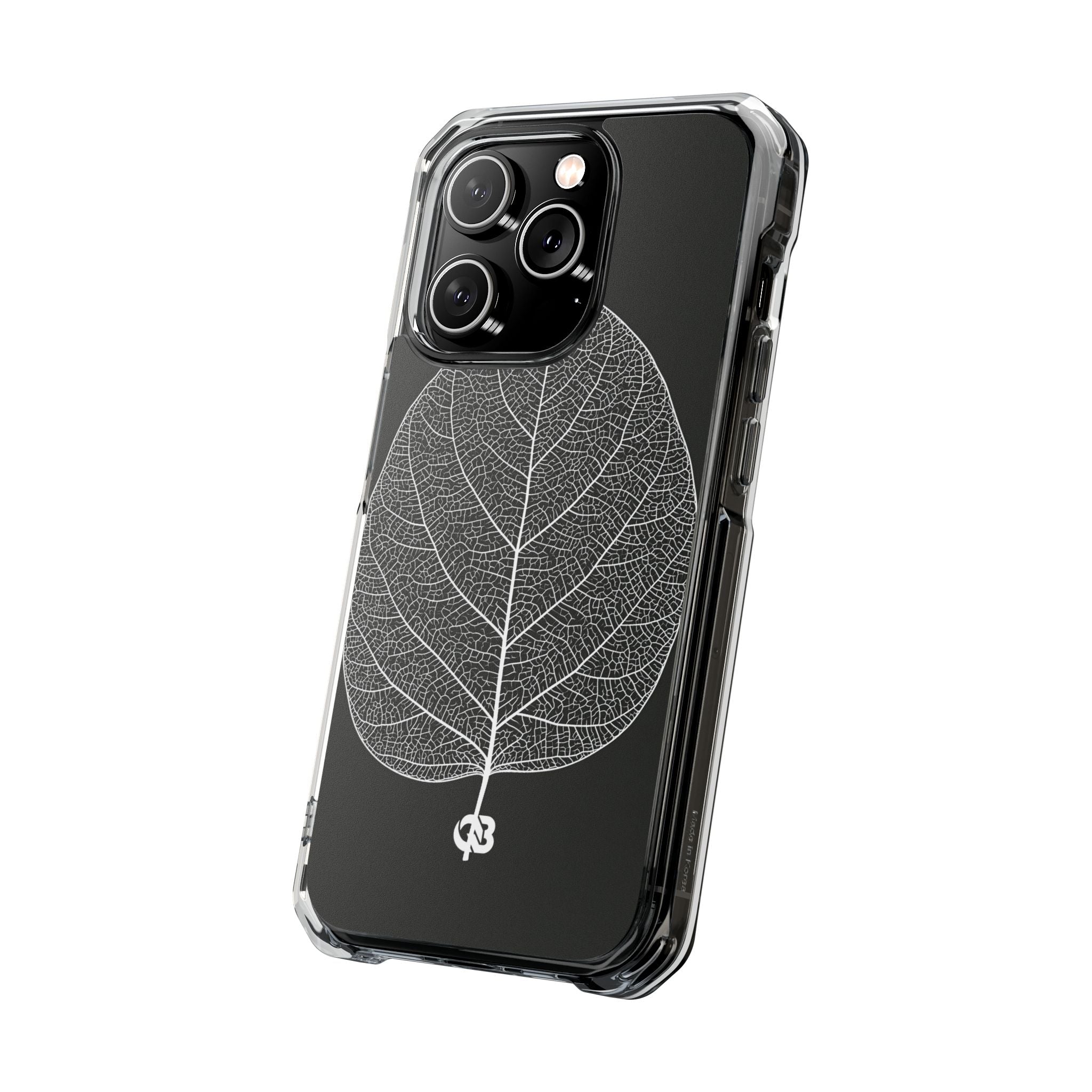 Black Impact MagSafe Phone Case for iPhone - Bleached Leaf Lattice