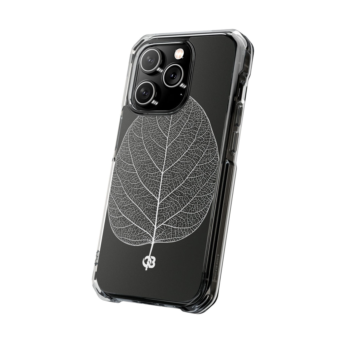 Monochrome Leaf Skeleton · Clear Impact Magnetic Phone Case for iPhone ·  Black