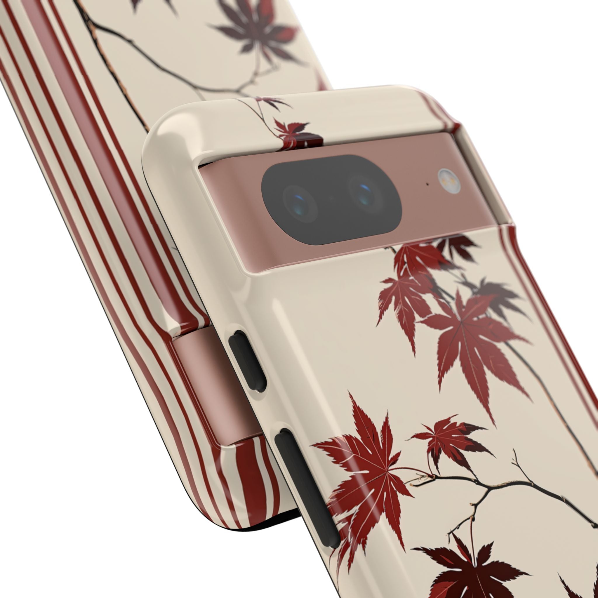 Red Tough Phone Case for Google Pixel - Crimson Momiji Stripe