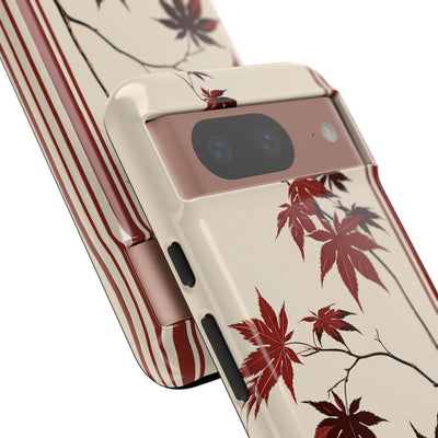 Red Tough Phone Case for Google Pixel - Crimson Momiji Stripe