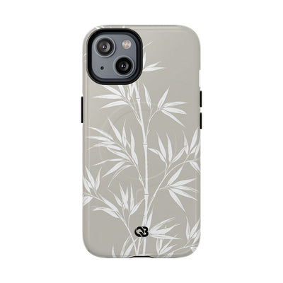 Beige Tough 2.0 Magsafe Phone Case for iPhone - Sandstone Bamboo Stalks