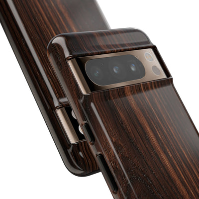 Brown Tough Phone Case for Google Pixel - Burnished Mahogany Grain