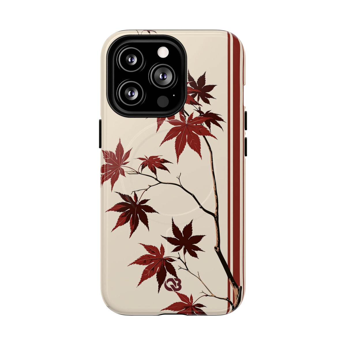 Crimson Maple Branch · Tough 2.0 Magnetic Phone Case for iPhone · Beige