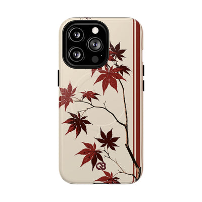 Crimson Maple Branch · Tough 2.0 Magnetic Phone Case for iPhone · Beige