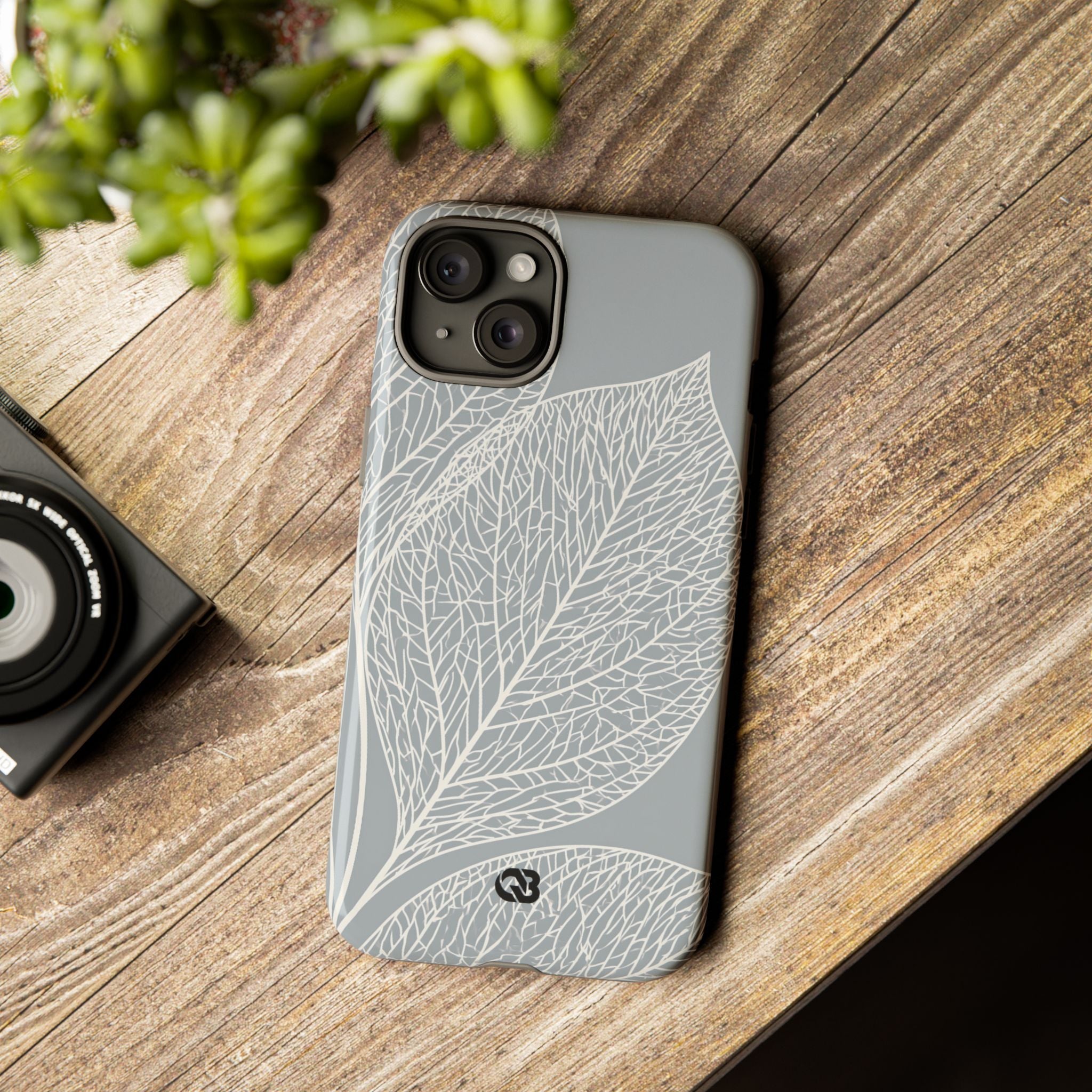 Grey Tough Phone Case for iPhone - Frosted Ash Veins