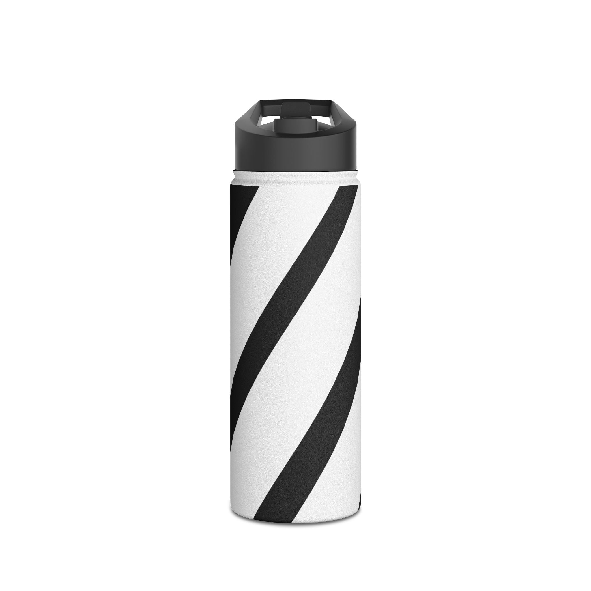 Diagonal Stripes BlackWhite - Stainless Steel Water Bottle