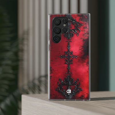 Crimson Gothic Filigree · Soft Phone Case for Samsung
