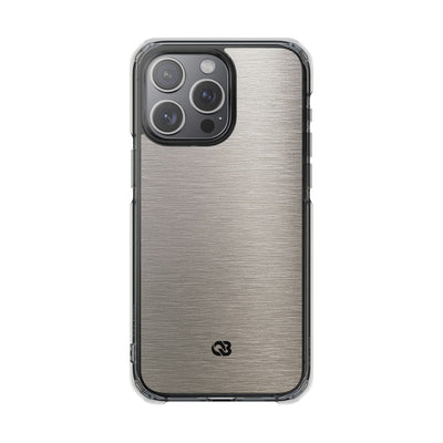 Grey Impact MagSafe Phone Case for iPhone - Brushed Nickel Linen