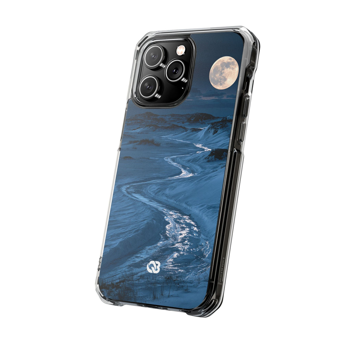 Arctic Moon Drift · Clear Impact Magnetic Phone Case for iPhone · Blue