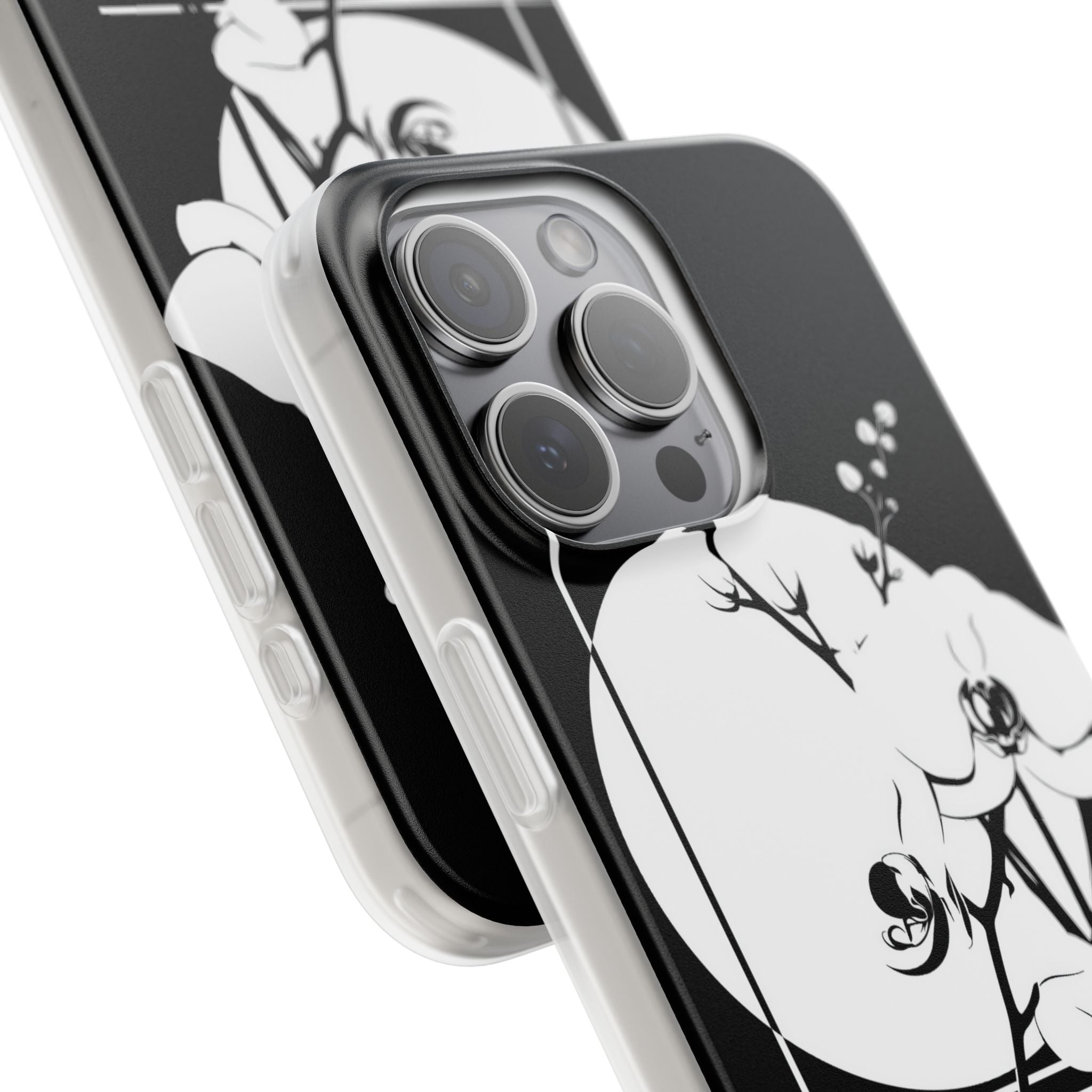 Black Lite Phone Case for iPhone - Lunar Orchid Grid