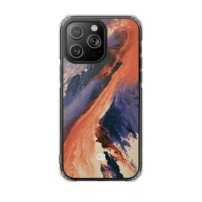 Solar Aura Drift · Clear Impact Magnetic Phone Case for iPhone · Orange