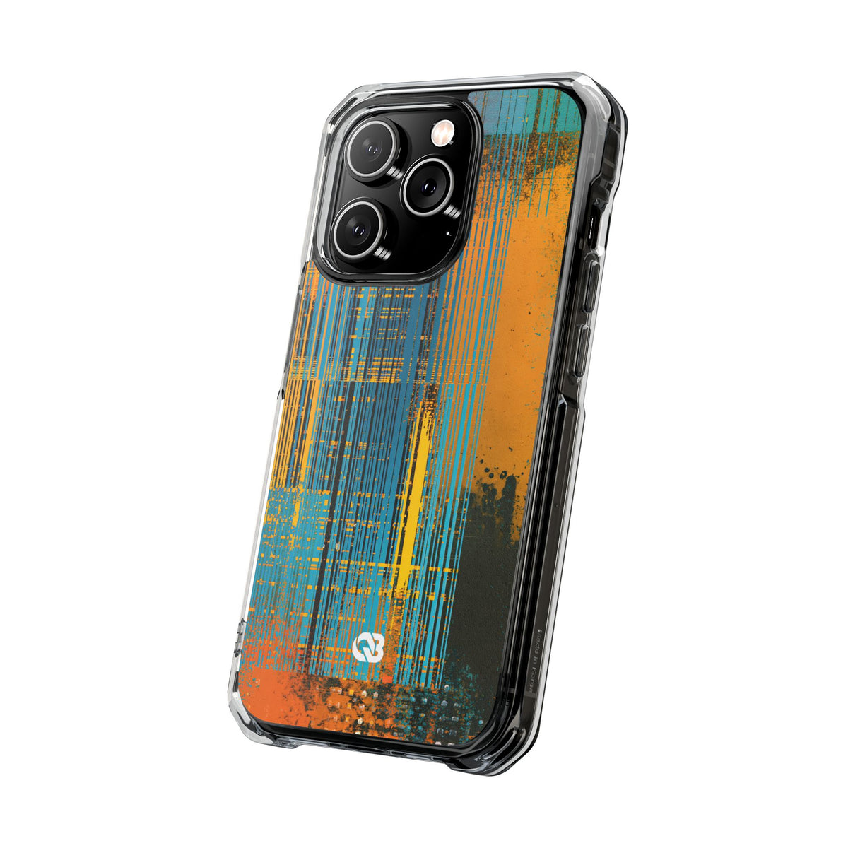 Cyber Glitch Stream · Clear Impact Magnetic Phone Case for iPhone · Teal