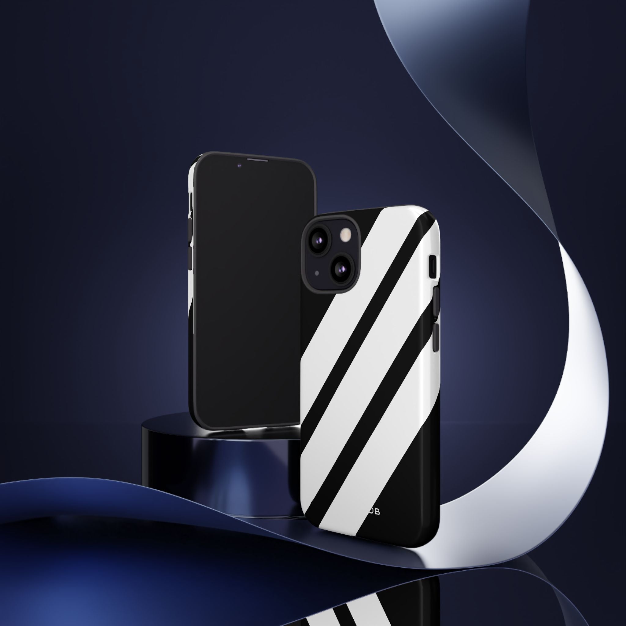 Diagonal Bands Noir iPhone 13 Mini Case - Tough