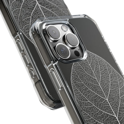 Black Impact MagSafe Phone Case for iPhone - Bleached Leaf Lattice